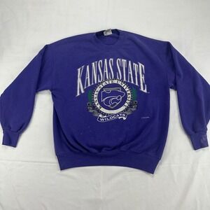 Vintage Nutmeg‎ Mills Kansas State Wildcats Purple Crewneck Sweatshirt USA L